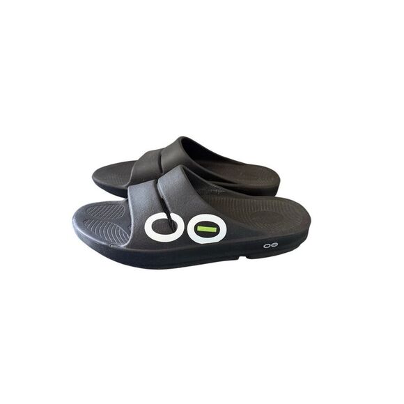Oofos Ooahh Unisex Black White Slip On Sport Slide Recovery Sandals Size M12 W14 - Picture 8 of 13